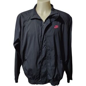 Nike Jacket Womens Large Windbreaker Track Jacket Warm Up Ladies Full Zip Blue @